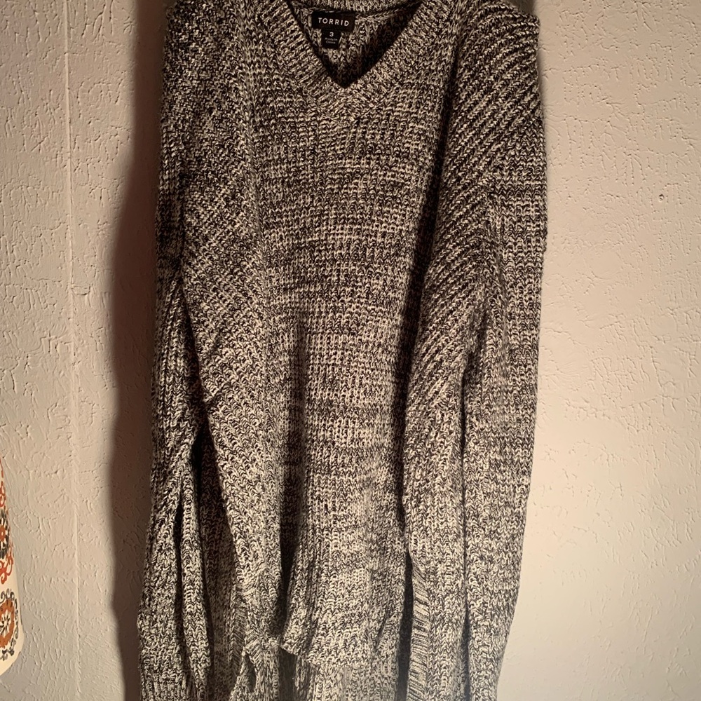 Torrid Black and Gray V-Neck Sweater